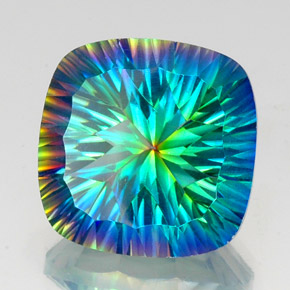 Cuarzo místico multicolor natural de 20,88 ct, corte cojín, VS
