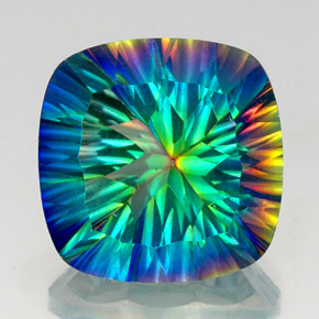 Cuarzo místico multicolor natural de 22,17 ct, corte cojín, VS