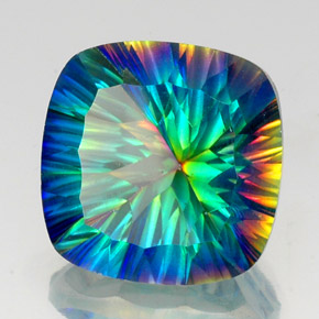 Cuarzo místico multicolor natural de 22,17 ct, corte cojín, VS