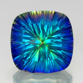 Cuarzo místico multicolor natural de 20,90 ct, corte cojín, VS