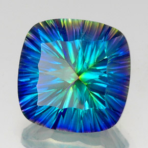 Cuarzo místico multicolor natural de 20,90 ct, corte cojín, VS