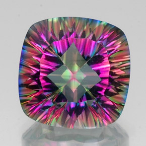 Cuarzo místico multicolor natural de 16,84 ct, corte cojín, VS