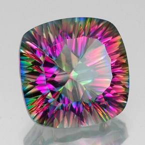 Cuarzo místico multicolor natural de 16,84 ct, corte cojín, VS