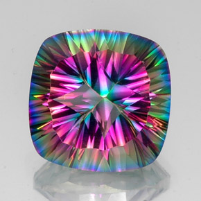 Cuarzo místico multicolor natural de 15,26 ct, corte cojín, VVS-VS