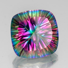 Cuarzo místico multicolor natural de 15,26 ct, corte cojín, VVS-VS