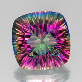 Cuarzo místico multicolor natural de 15,31 ct, corte cojín, VVS-VS