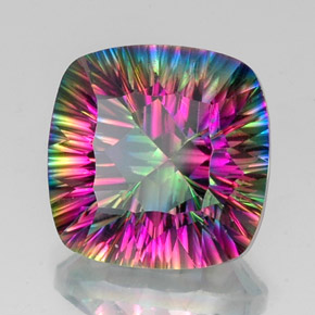 Cuarzo místico multicolor natural de 15,31 ct, corte cojín, VVS-VS