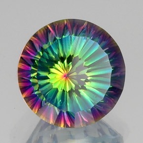 Cuarzo místico multicolor natural de 10,84 ct, corte redondo, VVS-VS