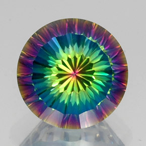 Cuarzo místico multicolor natural de 10,52 ct, corte redondo, VS