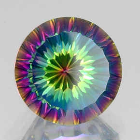 Cuarzo místico multicolor natural de 10,52 ct, corte redondo, VS