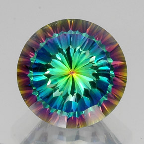 Cuarzo místico multicolor natural de 10,43 ct, corte redondo, VVS-VS