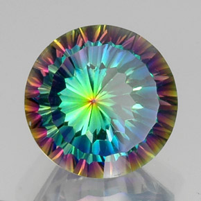 Cuarzo místico multicolor natural de 10,43 ct, corte redondo, VVS-VS