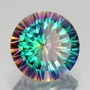 Cuarzo místico multicolor natural de 9,66 ct, corte redondo, VS