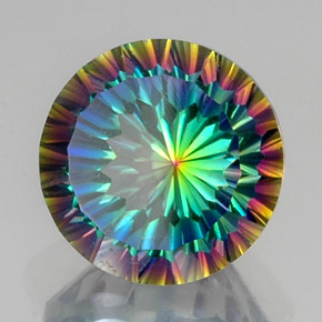 Cuarzo místico multicolor natural de 10,43 ct, corte redondo, VS