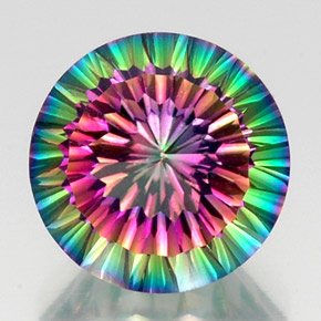 Cuarzo místico multicolor natural de 12,39 ct, corte redondo, VS