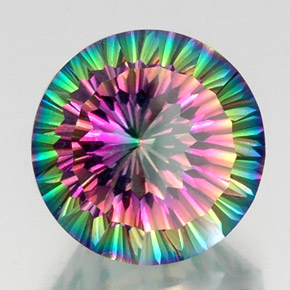 Cuarzo místico multicolor natural de 12,39 ct, corte redondo, VS