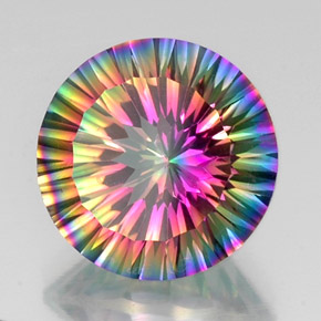 Cuarzo místico multicolor natural de 10,70 ct, corte redondo, VS