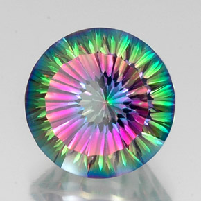 Cuarzo místico multicolor natural de 12,29 ct, corte redondo, VS