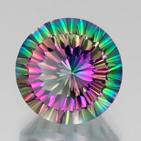 Cuarzo místico multicolor natural de 12,06 ct, corte redondo, VS