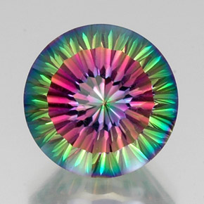 Cuarzo místico multicolor natural de 12,24 ct, corte redondo, VVS-VS