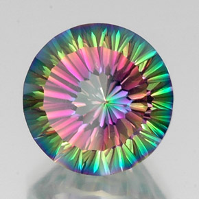 Cuarzo místico multicolor natural de 12,24 ct, corte redondo, VVS-VS