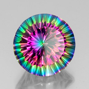 Cuarzo místico multicolor natural de 11,42 ct, corte redondo, VS