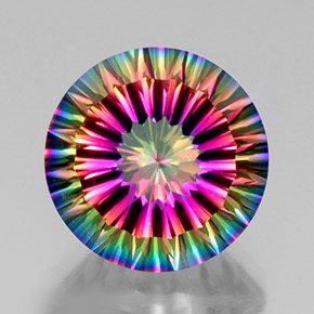 Cuarzo místico multicolor natural de 11,36 ct, corte redondo, VVS-VS