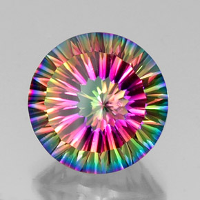 Cuarzo místico multicolor natural de 11,36 ct, corte redondo, VVS-VS