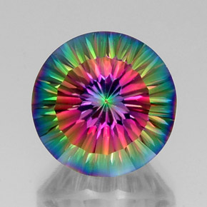 Cuarzo místico multicolor natural de 12,43 ct, corte redondo, VVS-VS