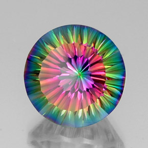 Cuarzo místico multicolor natural de 12,43 ct, corte redondo, VVS-VS