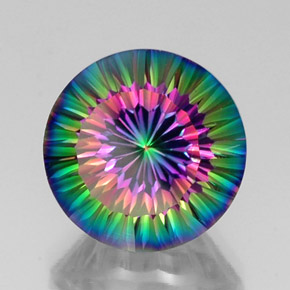 Cuarzo místico multicolor natural de 12,34 ct, corte redondo, VVS-VS