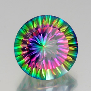 Cuarzo místico multicolor natural de 11,95 ct, corte redondo, VVS-VS