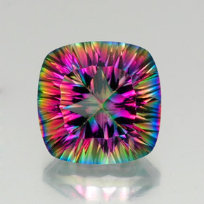 Cuarzo místico multicolor natural de 15,54 ct, corte cojín, VVS