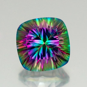 Cuarzo místico multicolor natural de 17,83 ct, corte cojín, VVS-VS