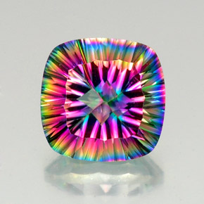 Cuarzo místico multicolor natural de 15,15 ct, corte cojín, VVS-VS