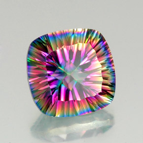 Cuarzo místico multicolor natural de 15,15 ct, corte cojín, VVS-VS