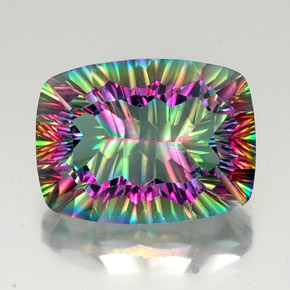 Cuarzo místico multicolor natural de 19,07 ct, corte cojín, VS