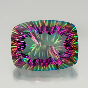 Cuarzo místico multicolor natural de 22,03 ct, corte cojín, VS