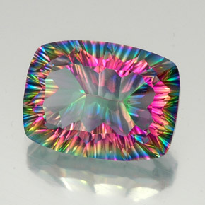 Cuarzo místico multicolor natural de 19,64 ct, corte cojín, VVS-VS