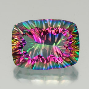 Cuarzo místico multicolor natural de 19,63 ct, corte cojín, VVS-VS