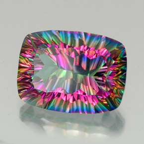 Cuarzo místico multicolor natural de 19,63 ct, corte cojín, VVS-VS