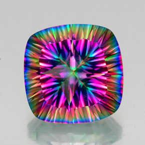 Cuarzo místico multicolor natural de 16,05 ct, corte cojín, VVS