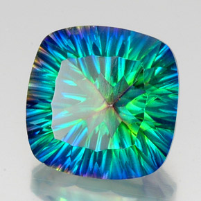 Cuarzo místico multicolor natural de 21,65 ct, corte cojín, VS