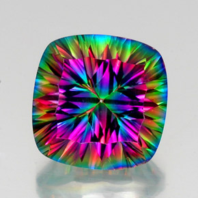 Cuarzo místico multicolor natural de 16,89 ct, corte cojín, VVS-VS