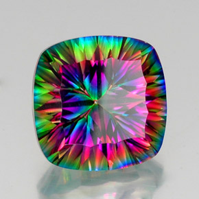 Cuarzo místico multicolor natural de 16,89 ct, corte cojín, VVS-VS
