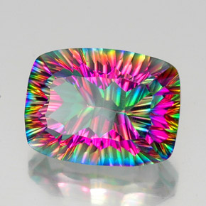 Cuarzo místico multicolor natural de 20,15 ct, corte cojín, VS