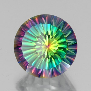 Cuarzo místico multicolor natural de 9,94 ct, corte redondo, VVS