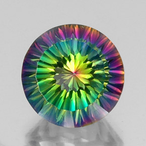 Cuarzo místico multicolor natural de 10,20 ct, corte redondo, VVS-VS