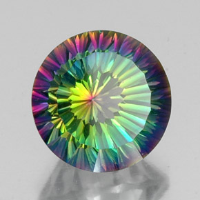 Cuarzo místico multicolor natural de 10,20 ct, corte redondo, VVS-VS