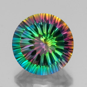 Cuarzo místico multicolor natural de 9,17 ct, corte redondo, VVS-VS